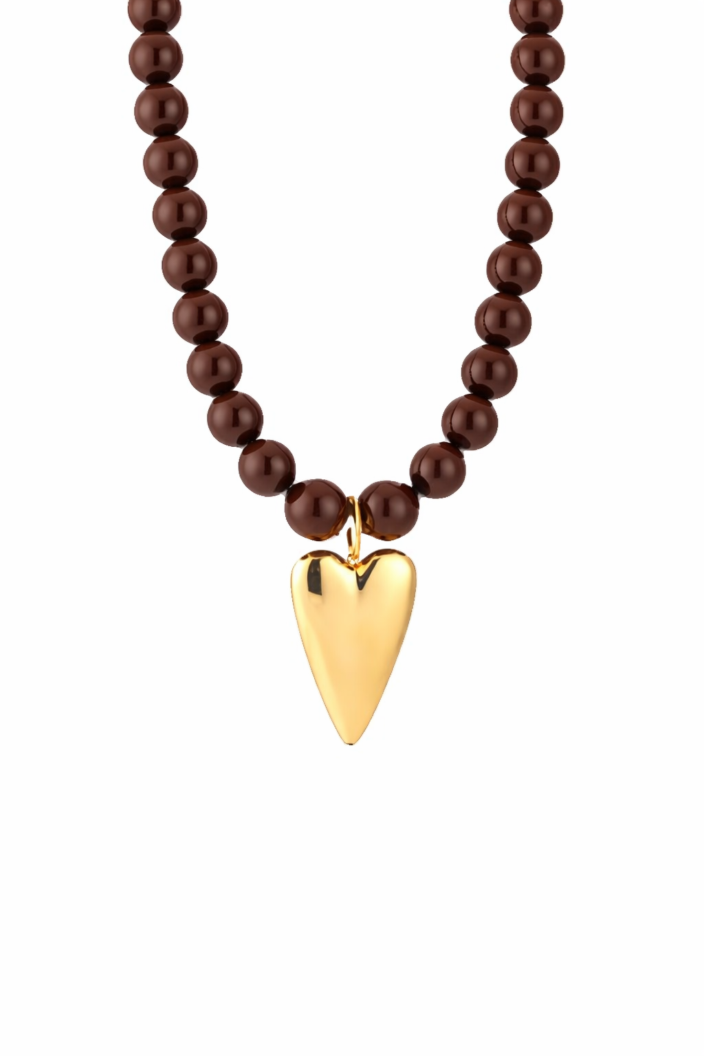 Ketting bubble heart MK003 bruin/goud