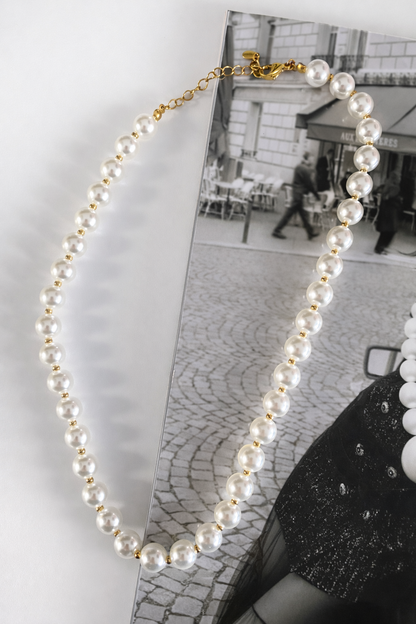 Ketting parels YK001 wit/goud