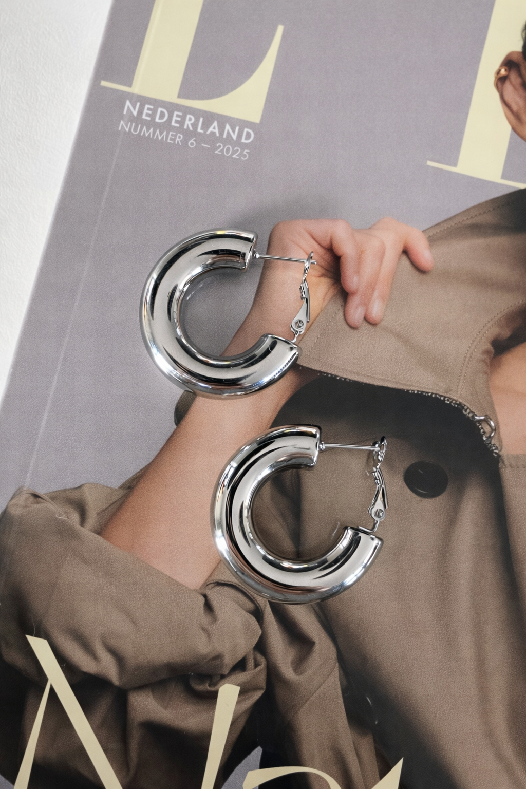 Oorbellen chunky hoops SO003 zilver