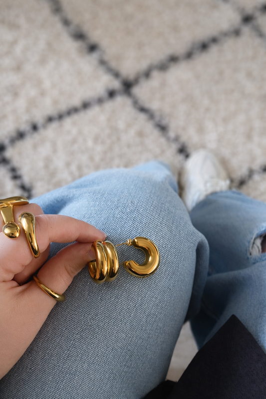 Oorbellen dubble hoop MO001 goud