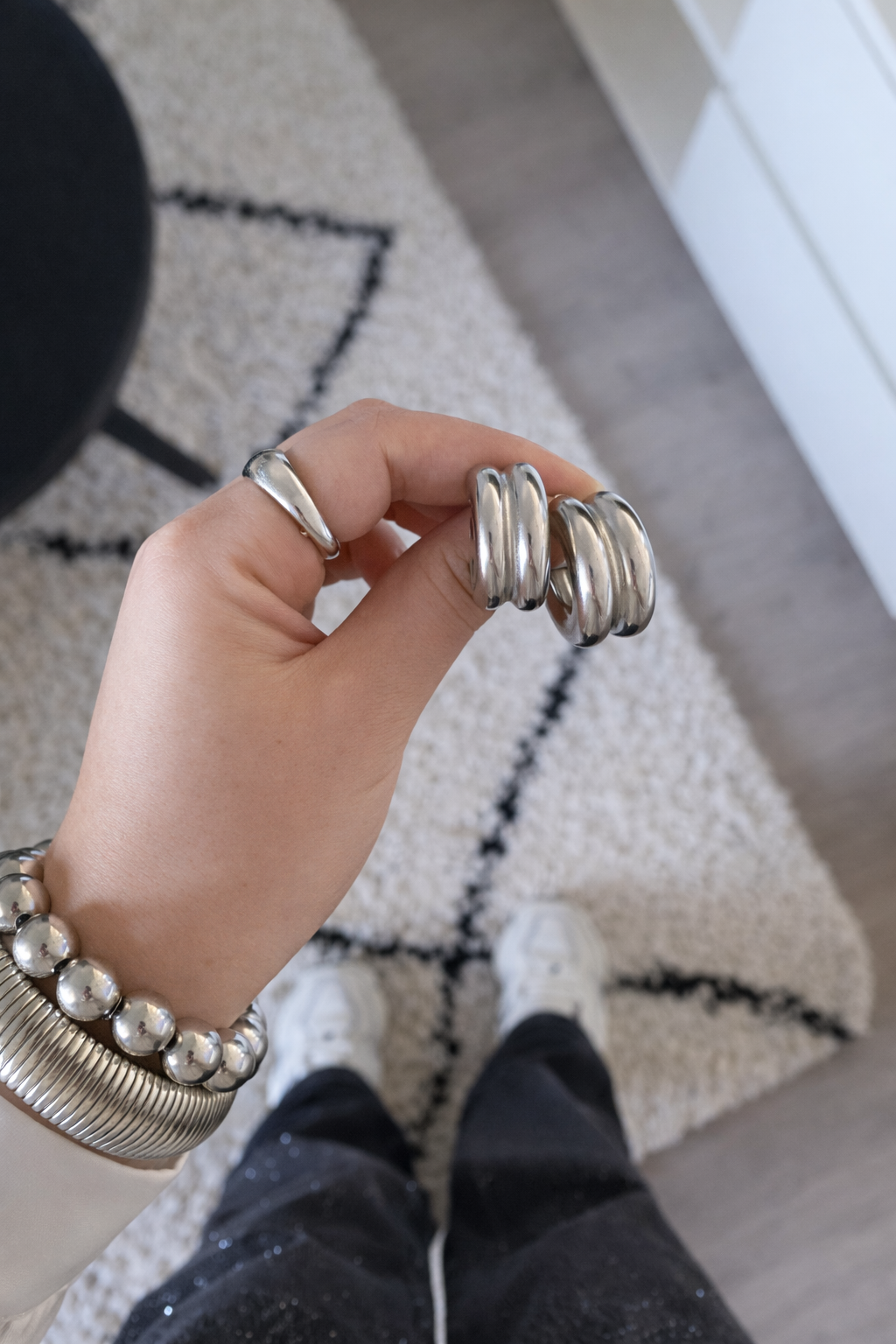 Oorbellen dubble hoop MO001 zilver