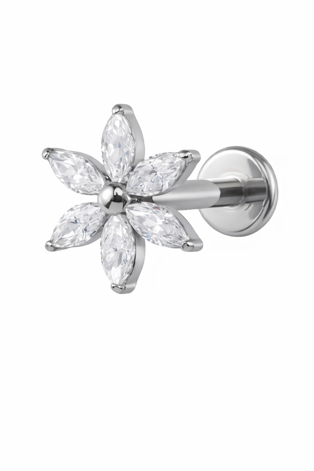 Piercing bloem AP016 zilver