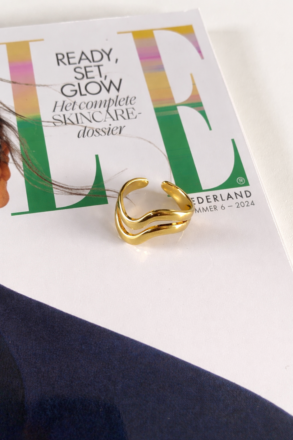 Ring dubble wave MR007 goud