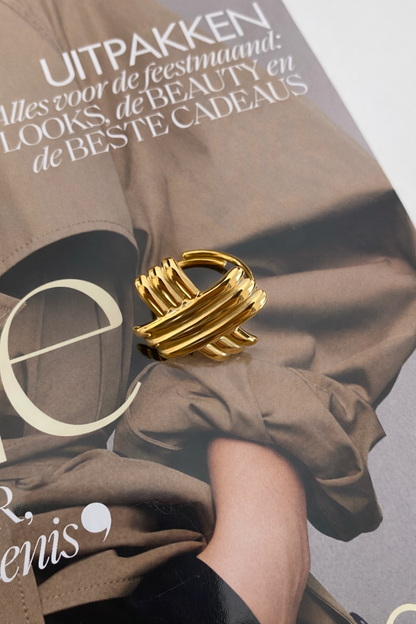 Ring gevlochten SR005 goud